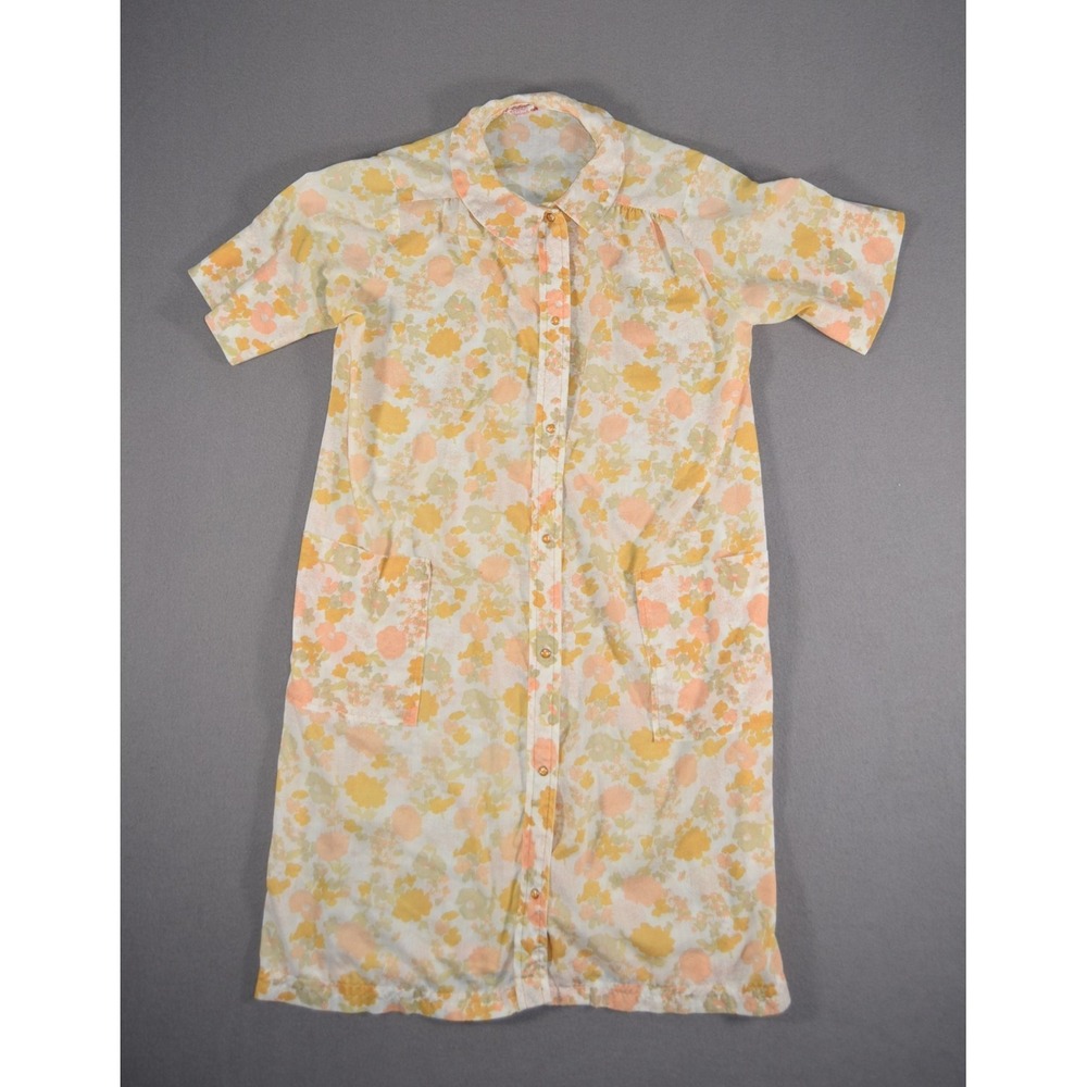 Vintage Carole Joanne Nightgown Womens Medium Floral Snap Muumuu 60s 70s